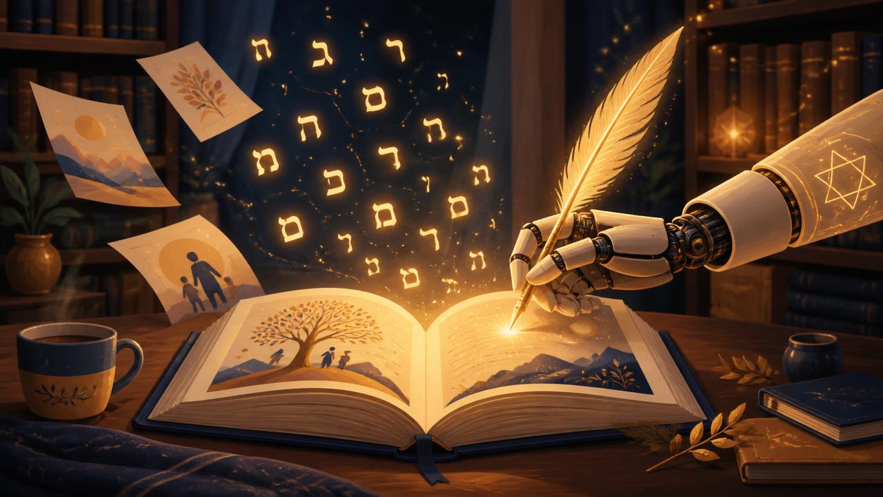 ספר מותאם אישית שנוצר עם בינה מלאכותית – עמודי ספר מעוצב מקצועית עם איורים