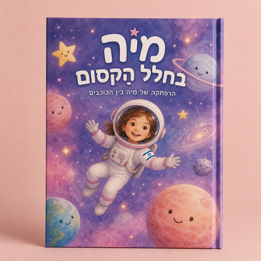 עטיפת ספר ילדים מותאם אישית "תמר והעוגיות הקסומות" — ספר ילדים מותאם אישית, כולל שם הילד/ה ואיור מקורי בסגנון ספרי ילדים קלאסיים