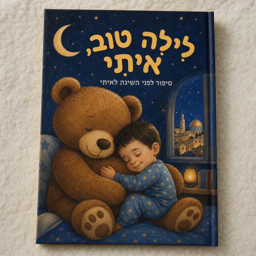 עטיפת ספר ילדים מותאם אישית "אורי בחלל" — מתנה ליום הולדת, כולל שם הילד/ה ואיור מקורי בסגנון ספרי ילדים קלאסיים