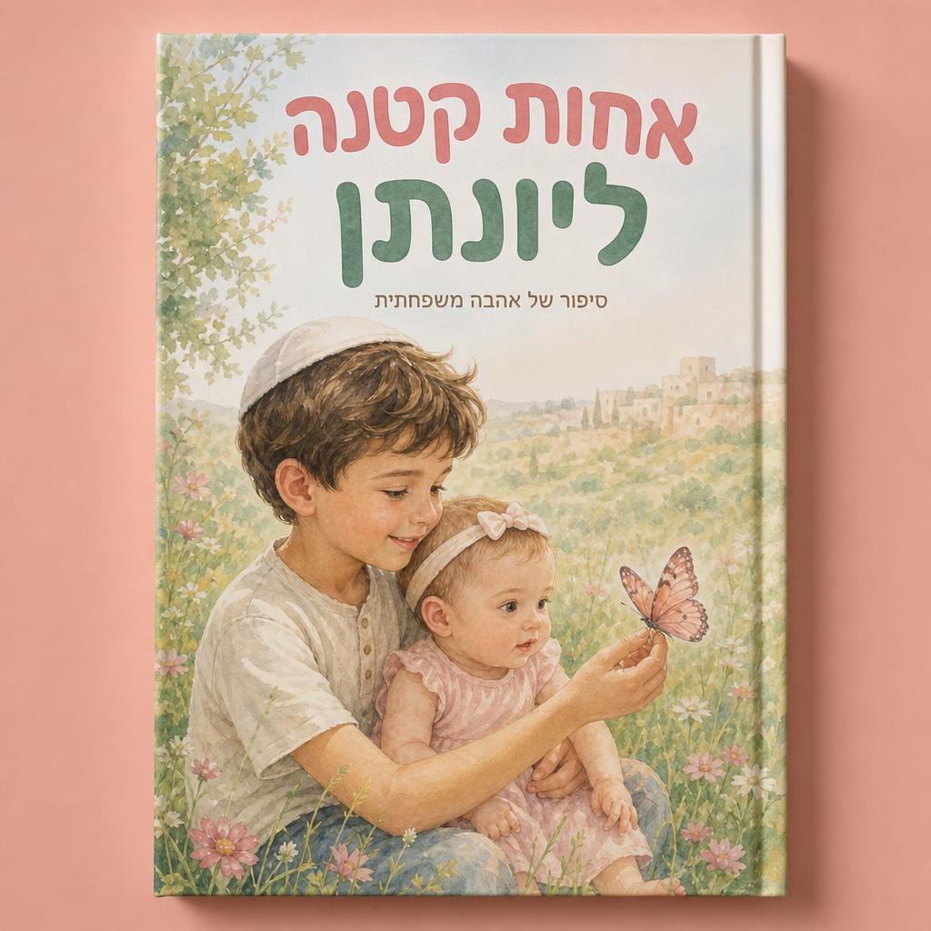 עטיפת ספר ילדים מותאם אישית "רומי והאי הקסום" — ספר ילדים מותאם אישית, כולל שם הילד/ה ואיור מקורי בסגנון ספרי ילדים קלאסיים